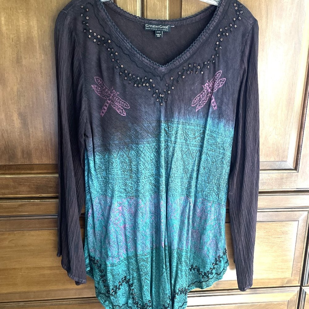 Greater Good Dragonfly Tunic w Embellishments - S/M